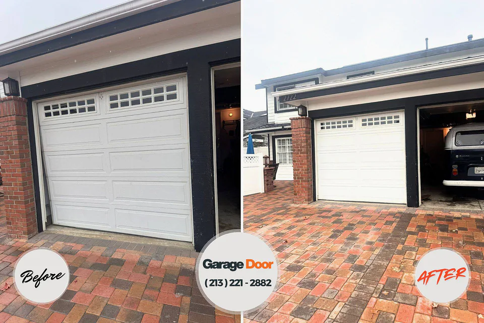 Before and after: garage door repair Girard, KS
